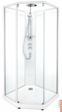 Душевая кабина IDO Showerama 10-5 Comfort 100х100, пятиугольная, профиль белый, прозрачное стекло