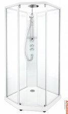 Душевая кабина IDO Showerama 10-5 Comfort 80х90, пятиугольная, профиль белый, прозрачное стекло