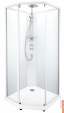 Душевая кабина IDO Showerama 10-5 Comfort 80х90, пятиугольная, профиль белый, прозрачное стекло/матовые стекла задние