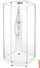 Душевая кабина IDO Showerama 10-5 Comfort 90х80, пятиугольная, профиль белый, прозрачное стекло
