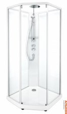 Душевая кабина IDO Showerama 10-5 Comfort 90х90, пятиугольная, профиль белый, прозрачное стекло