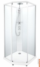 Душевая кабина IDO Showerama 10-5 Comfort 90х90, пятиугольная, профиль белый, прозрачное стекло/матовые стекла задние