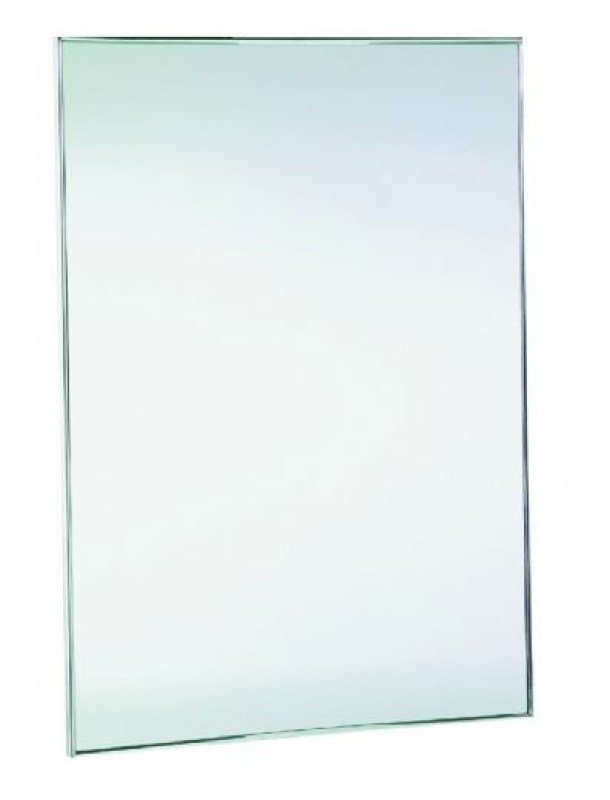 зеркало антивандальное 600х450 с рамкой из нержавеющей стали глянцевой